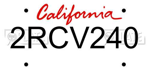 2RCV240 California License Plate
