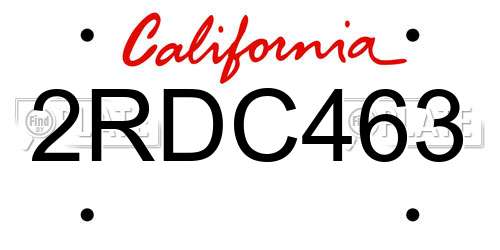 2RDC463 California License Plate
