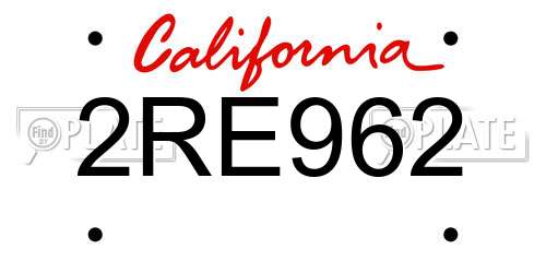 2RE962 California License Plate