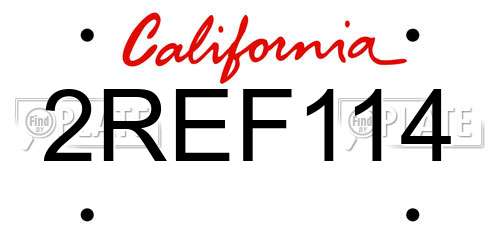 2REF114 California License Plate