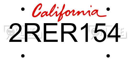 2RER154 California License Plate
