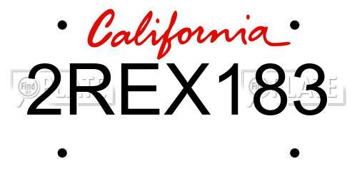 2REX183 California License Plate
