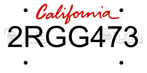 2RGG473 California License Plate