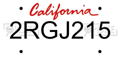 2RGJ215 California License Plate