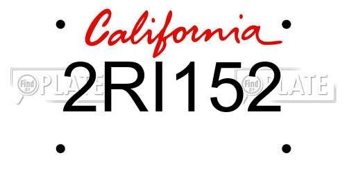 2RI152 California License Plate