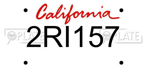 2RI157 California License Plate