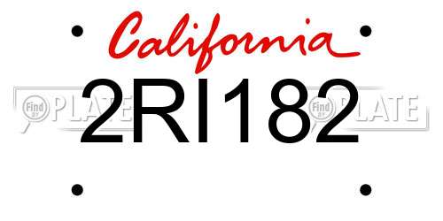 2RI182 California License Plate