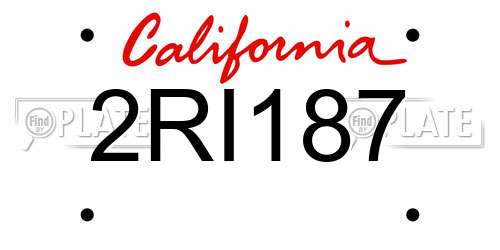 2RI187 California License Plate