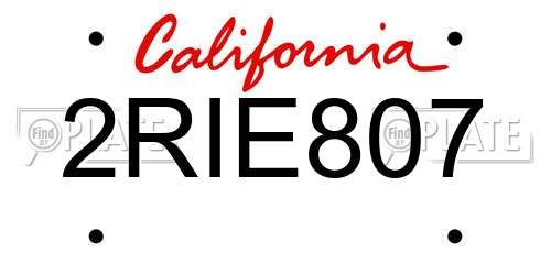 2RIE807 California License Plate