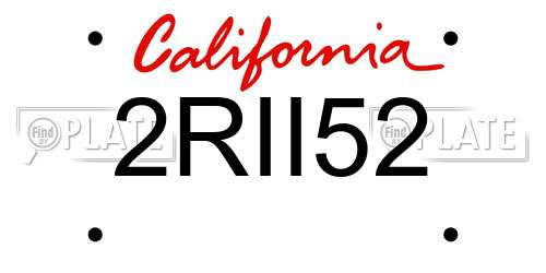 2RII52 California License Plate