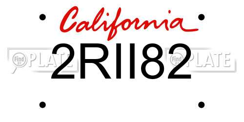 2RII82 California License Plate