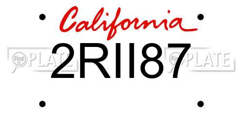 2RII87 California License Plate