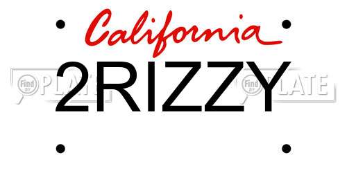 2RIZZY California License Plate