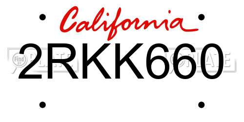 2RKK660 California License Plate
