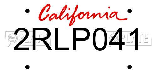 2RLP041 California License Plate