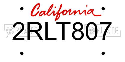 2RLT807 California License Plate