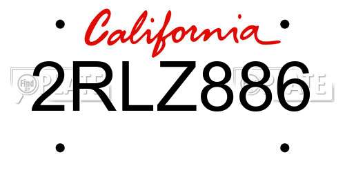 2RLZ886 California License Plate