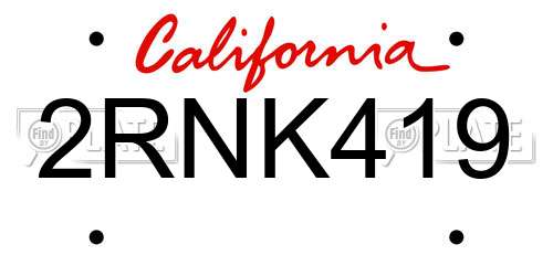 2RNK419 California License Plate