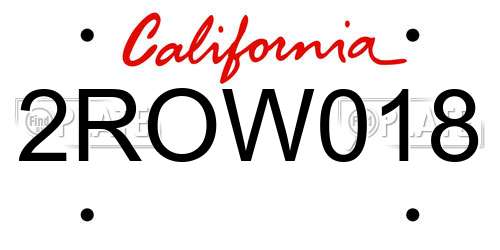 2ROW018 California License Plate