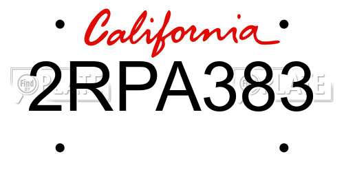 2RPA383 California License Plate