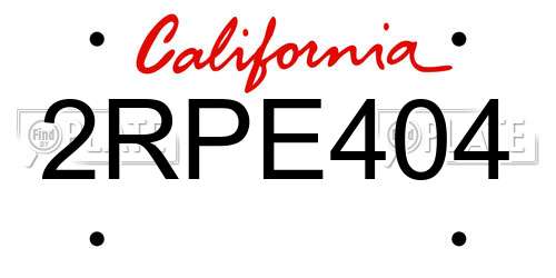2RPE404 California License Plate