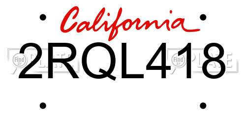 2RQL418 California License Plate