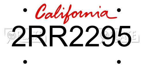 2RR2295 California License Plate