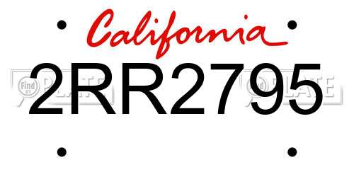 2RR2795 California License Plate