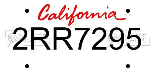 2RR7295 California License Plate