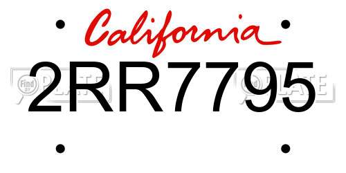 2RR7795 California License Plate