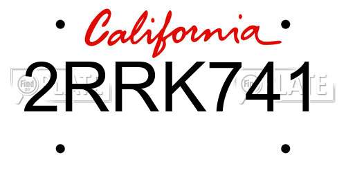 2RRK741 California License Plate