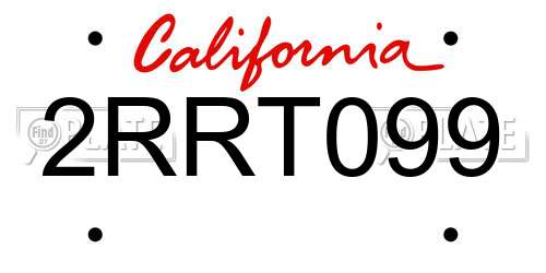 2RRT099 California License Plate