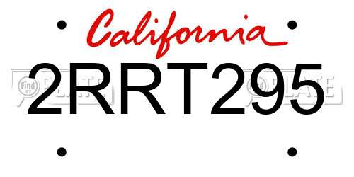 2RRT295 California License Plate