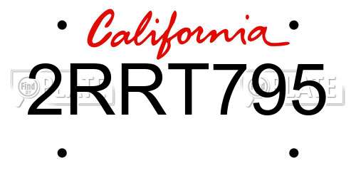 2RRT795 California License Plate