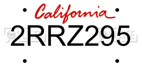 2RRZ295 California License Plate