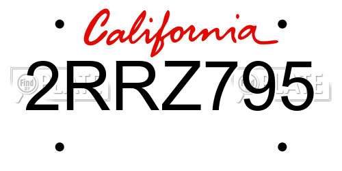 2RRZ795 California License Plate