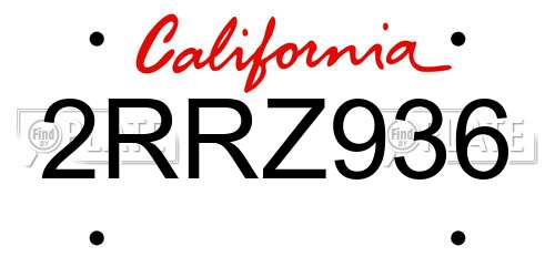 2RRZ936 California License Plate