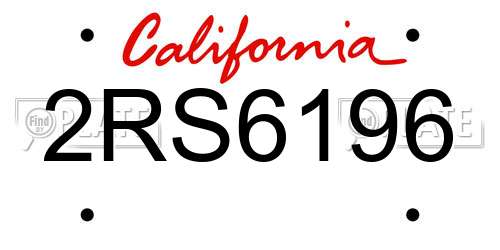 2RS6196 California License Plate