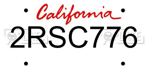 2RSC776 California License Plate