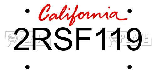 2RSF119 California License Plate