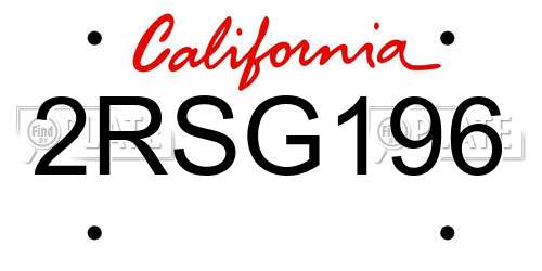 2RSG196 California License Plate