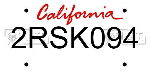 2RSK094 California License Plate