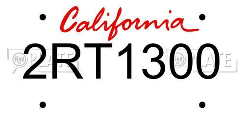 2RT1300 California License Plate