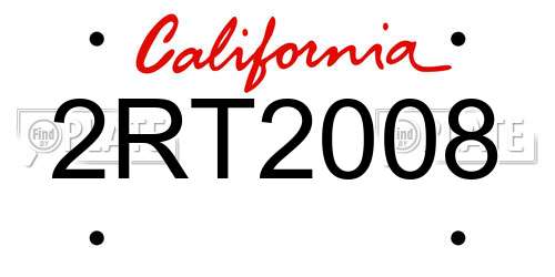 2RT2008 California License Plate