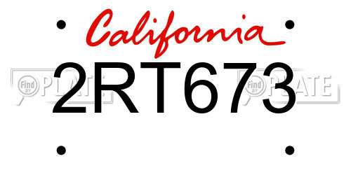 2RT673 California License Plate