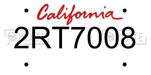 2RT7008 California License Plate