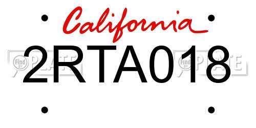 2RTA018 California License Plate