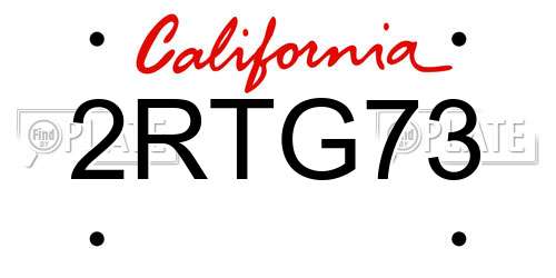 2RTG73 California License Plate