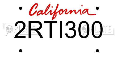 2RTI300 California License Plate