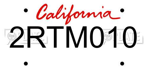 2RTM010 California License Plate